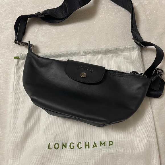 NWT Longchamp Le Pliage X-tra Small black leather Crossbody Shoulder Bag - Picture 2 of 5